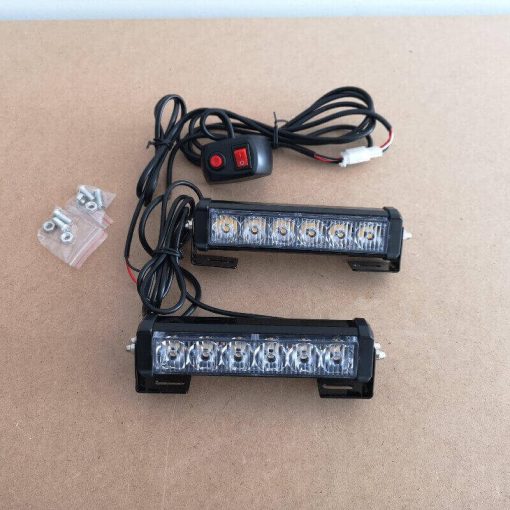 Lampi avertizare galbene LED, 12-24V, stroboscoape 9 functii, grila sau plafon, cu buton 08