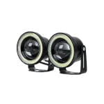 Set 2 proiectoare LED 89mm, cu lupa si Angel Eyes