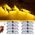 Set 8 lumini stroboscop galbene grila, telecomanda, 7 functii, 12V