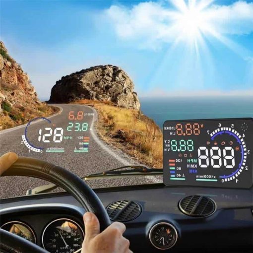 Head Up Display D2000, proiectie afisaj bord pe parbriz, OBD2 07