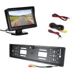 Kit 2 in 1, suport numar inmatriculare cu camera marsarier si monitor cu picior