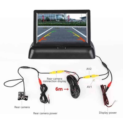 kit 2 in 1 suport numar inmatriculare cu camera marsarier si monitor pliabil 02