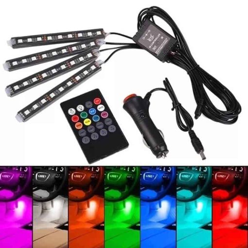 Lumini ambientale auto LED 12 cu senzor muzica si telecomanda