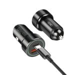 Incarcator auto TZ11, cablu inclus, 12-24V, fast, 20W, negru