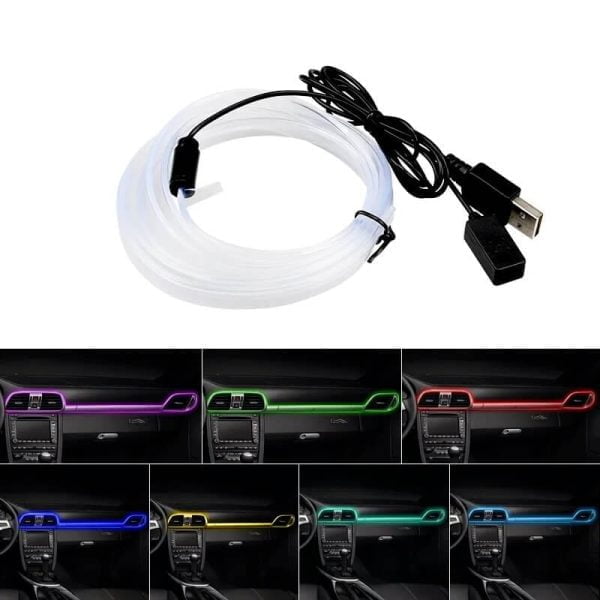 Fir RGB 2m lumina ambientala auto, mufa USB, 7 culori 02