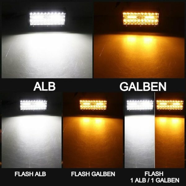 Proiector LED auto 5 functii, bicolor, alb, galben, stroboscop, 120W 02