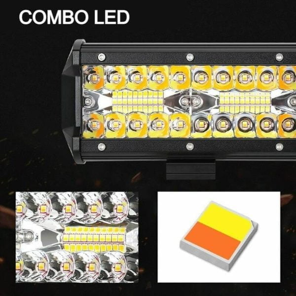Proiector LED auto 5 functii, bicolor, alb, galben, stroboscop, 120W 08