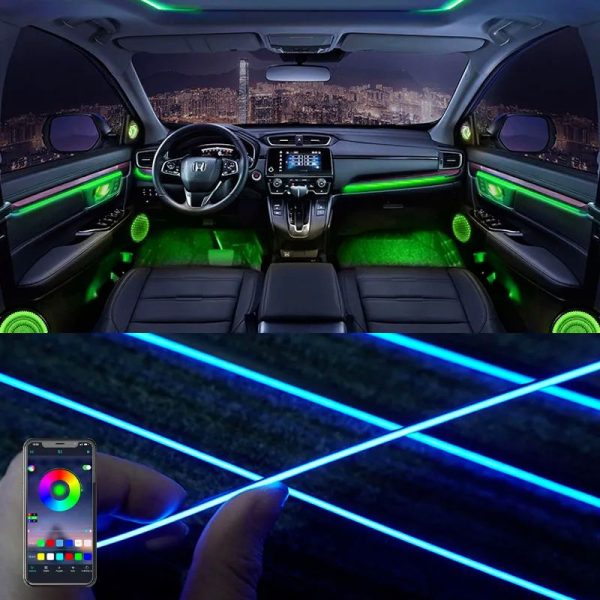 Kit 18 in 1 lumini ambientale auto RGB acrilic, wireless 05