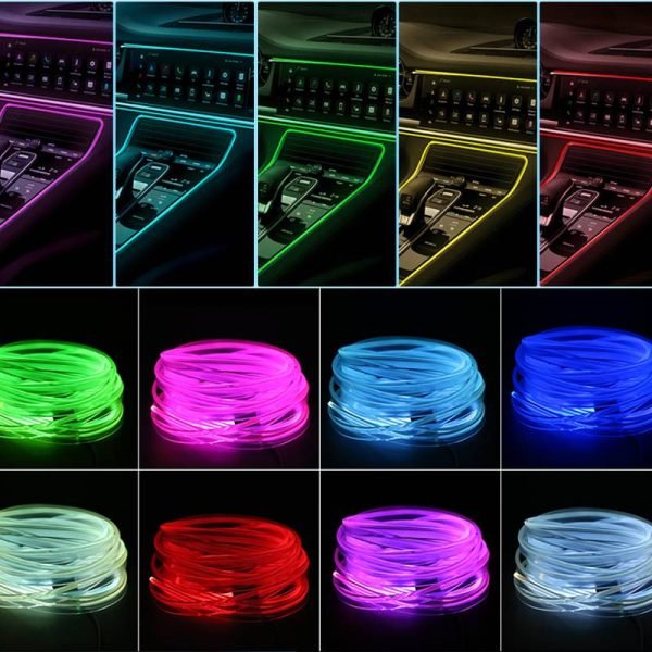 Fir RGB 5m lumina ambientala auto, 2 capete, mufa USB, 7 culori 06