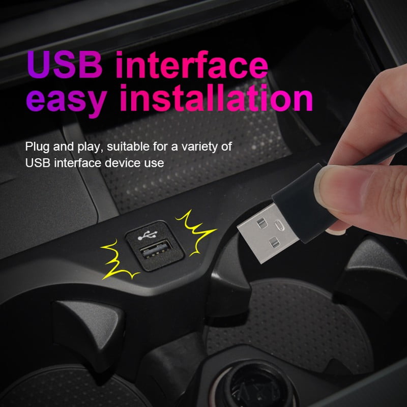 Fir RGB 5m lumina ambientala auto, 2 capete, mufa USB, 7 culori 08