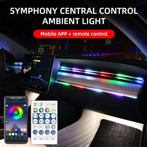 Set 2 benzi acrilice Symphony 120cm si 35cm, lumina ambientala auto curcubeu, alimentare USB 07