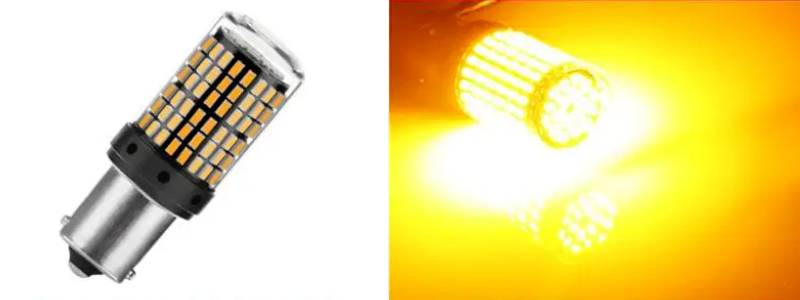 Set 2 becuri led P21W lumina galbena BG144, 6500k, BA15S 10
