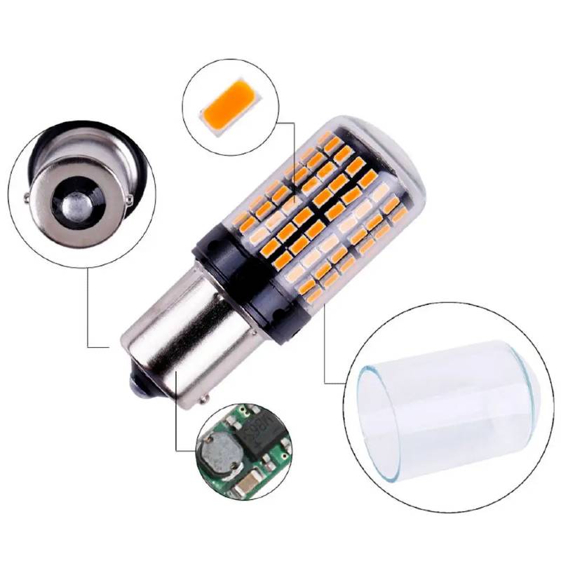 Set 2 becuri led P21W lumina galbena BG144, 6500k, BA15S 12