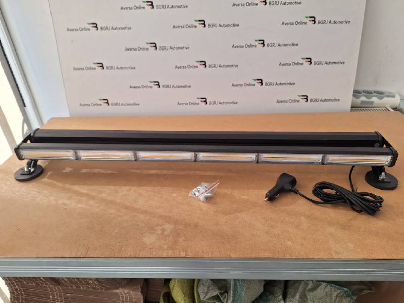 Bara girofar dubla 89cm, rampa avertizare 12-24V, prindere magneti 12