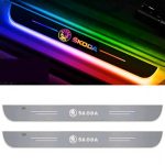 Set 2 protectie praguri auto iluminate Skoda, multicolor, dinamice