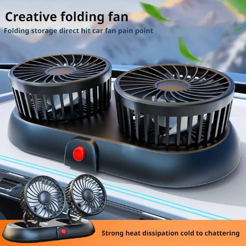 Ventilator auto dublu F62, rotire 360°, 12V-24V, soluție ieftină AC 08